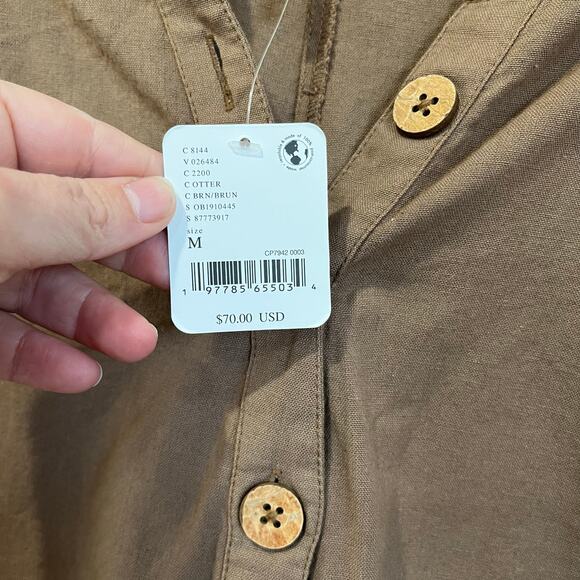 Free People Leyla Romper NWT Size M Linen Cotton Blend Tan Beachy Oversized - Picture 9 of 12